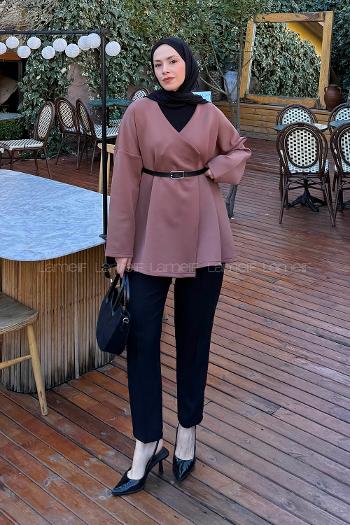 Tile V Neck Long Arm Polyester Cardigan