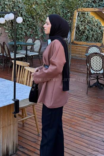 Tile V Neck Long Arm Polyester Cardigan