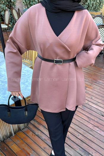 Tile V Neck Long Arm Polyester Cardigan