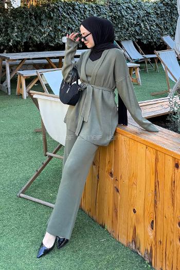 Lamelif Üçlü Triko Takım Haki