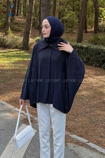 Lamelif Allerli Premium Ceket Lacivert