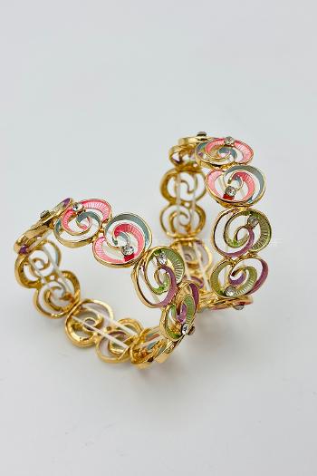 Multicolored Belted Gold Straight Wristband