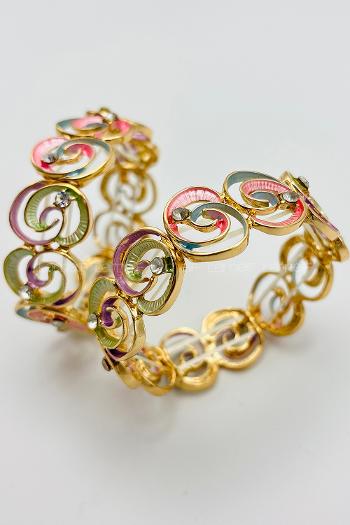 Multicolored Belted Gold Straight Wristband