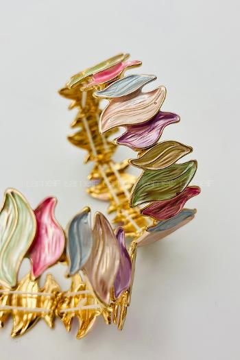 Multicolored Belted Gold Straight Wristband