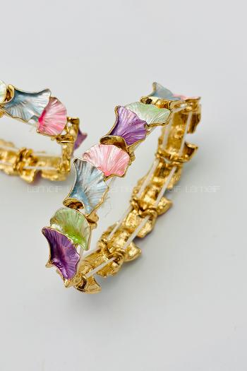 Multicolored Belted Gold Straight Wristband