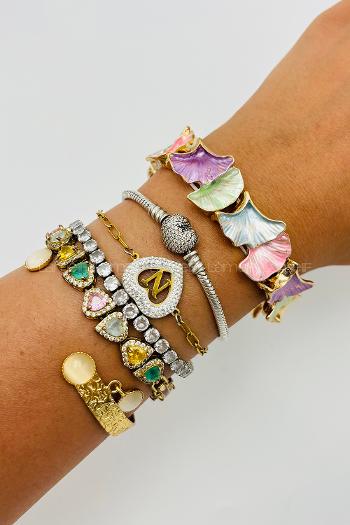 Multicolored Belted Gold Straight Wristband