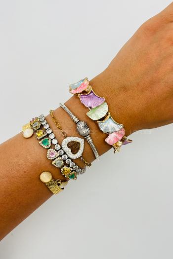 Multicolored Belted Gold Straight Wristband