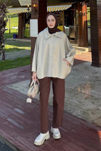 Lamelif Düğmeli Panço Taş