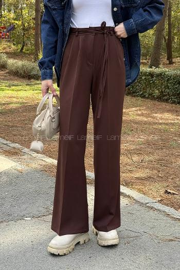 Bitter Brown Polyester Normal Waist Material Pants