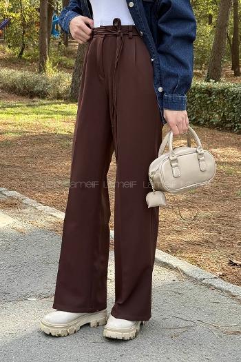 Bitter Brown Polyester Normal Waist Material Pants