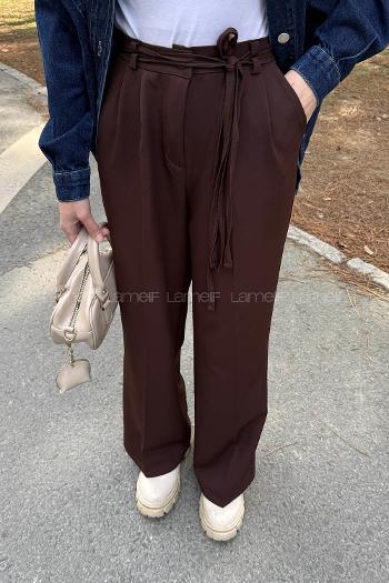 Bitter Brown Polyester Normal Waist Material Pants
