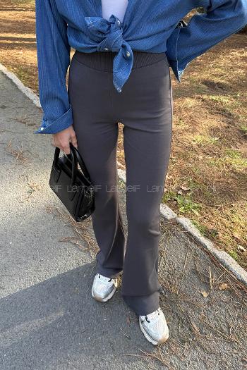 Anthracite Flared Trousers Normal Waist Regular Cut Bottom Tracksuit