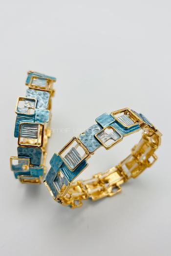 Blue Belted Gold Straight Wristband