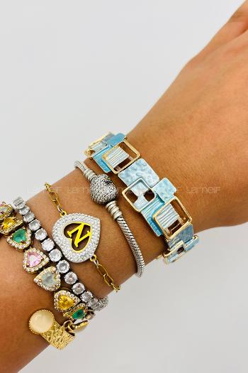 Blue Belted Gold Straight Wristband