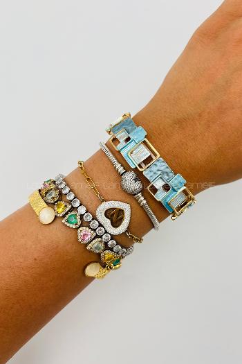 Blue Belted Gold Straight Wristband