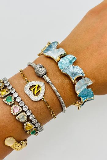 Blue-1 Belted Gold Straight Wristband