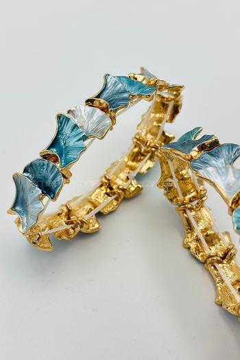 Blue-1 Belted Gold Straight Wristband