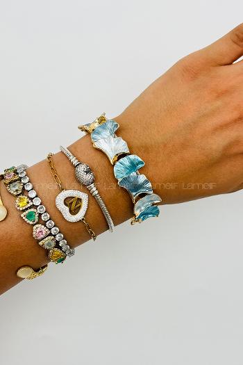 Blue-1 Belted Gold Straight Wristband