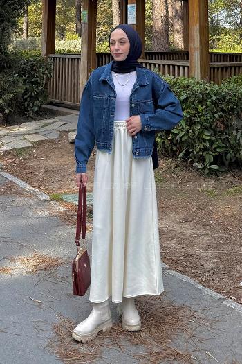 Lamelif Püskül Detaylı Ceket Kot Mavisi