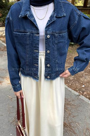 Lamelif Püskül Detaylı Ceket Kot Mavisi