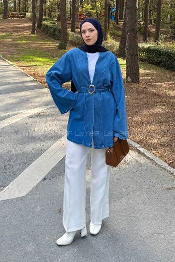 Light Blue V Neck Long Arm Cotton Denim Cardigan