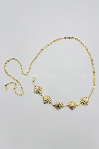 Lamelif Gold Deniz Kabuğu Zincir Kemer