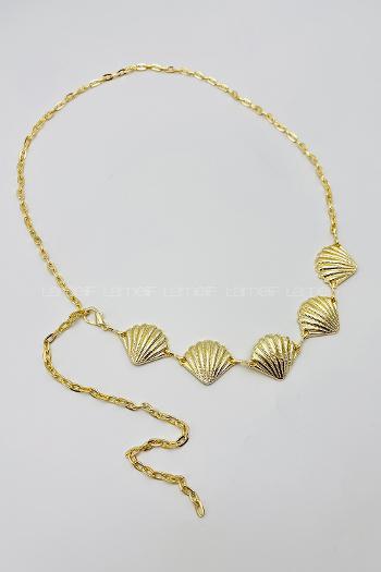 Lamelif Gold Deniz Kabuğu Zincir Kemer