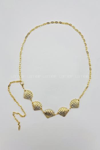 Lamelif Gold Deniz Kabuğu Zincir Kemer