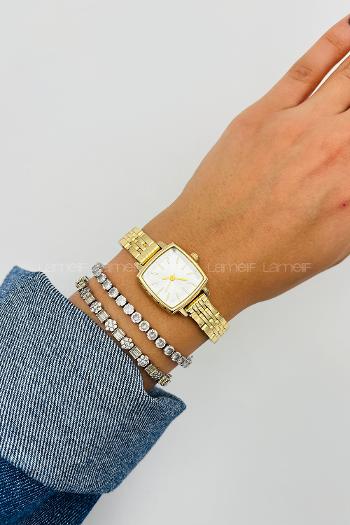 Lamelif Gold Metal Kordon Kol Saati