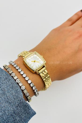 Lamelif Gold Metal Kordon Kol Saati