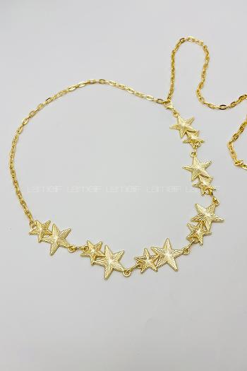 Lamelif Gold Sıralı Yıldız Zincir Kemer