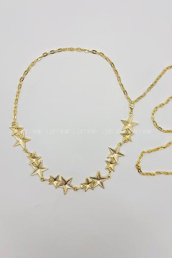 Lamelif Gold Sıralı Yıldız Zincir Kemer