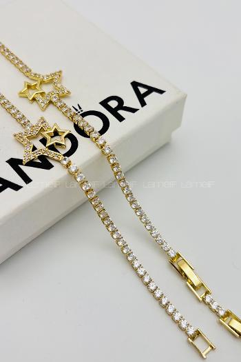 Gold Belted Gold Straight Wristband