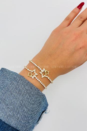 Gold Belted Gold Straight Wristband