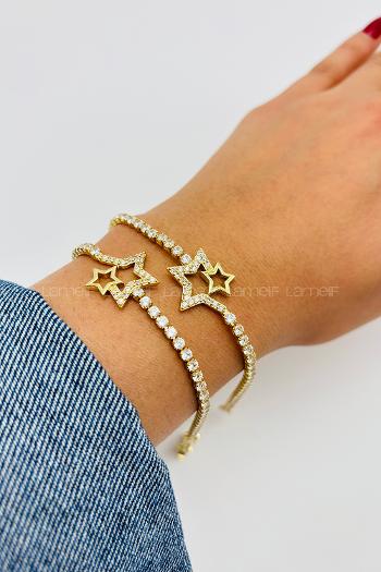 Gold Belted Gold Straight Wristband