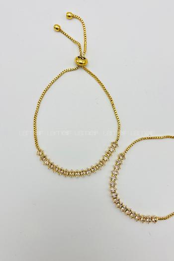 Gold Belted Gold Straight Wristband