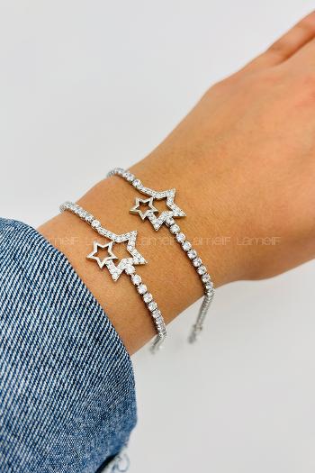 Silver-1 Belted Gold Straight Wristband