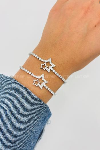 Silver-1 Belted Gold Straight Wristband