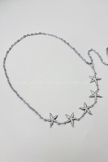 Lamelif Gümüş Yıldız Zincir Kemer