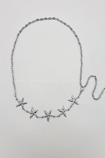 Lamelif Gümüş Yıldız Zincir Kemer
