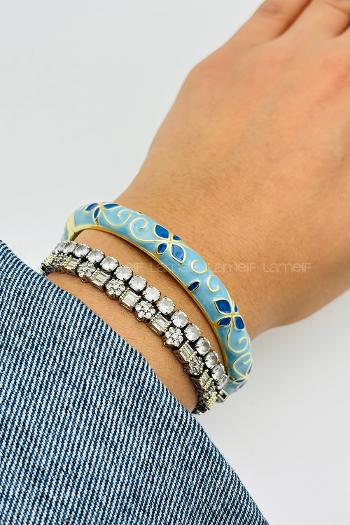 Blue Belted Gold Straight Wristband