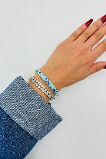 Blue Belted Gold Straight Wristband