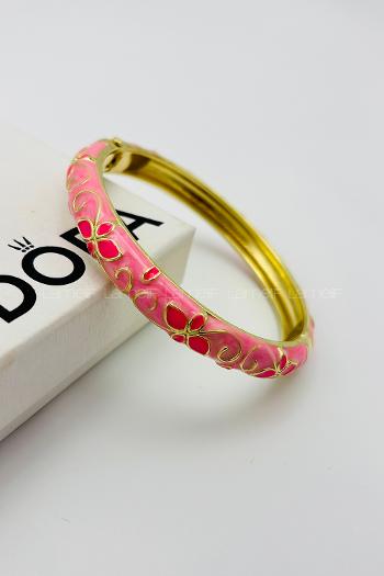 Pink Belted Gold Straight Wristband