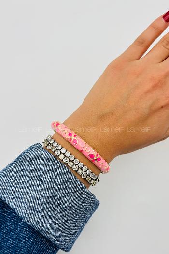 Pink Belted Gold Straight Wristband