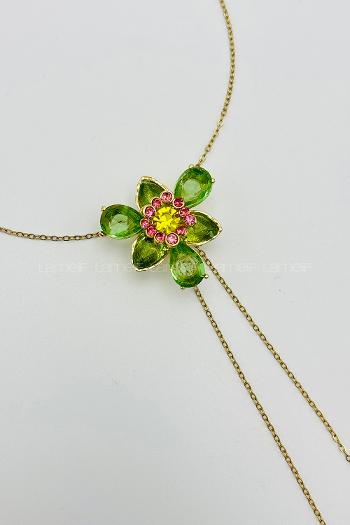 Lamelif Swarovski Yesil Ldyllia Çiçek Figürlü Zarif Kolye