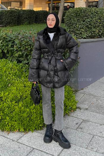 Black Normal Neck Long Arm Coat