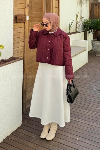 Claret Red Normal Neck Long Arm Polyester Jacket