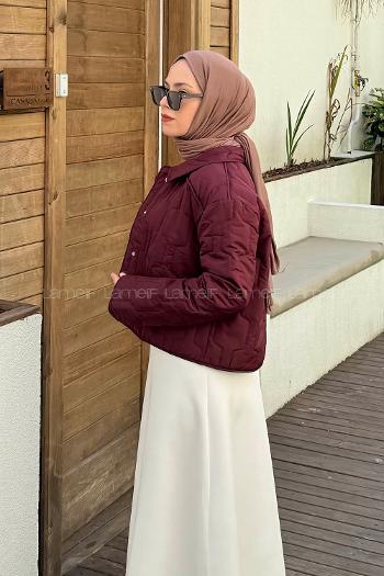 Claret Red Normal Neck Long Arm Polyester Jacket