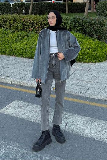 Lamelif Fermuarlı Kaban Antrasit