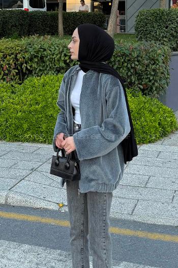 Lamelif Fermuarlı Kaban Antrasit